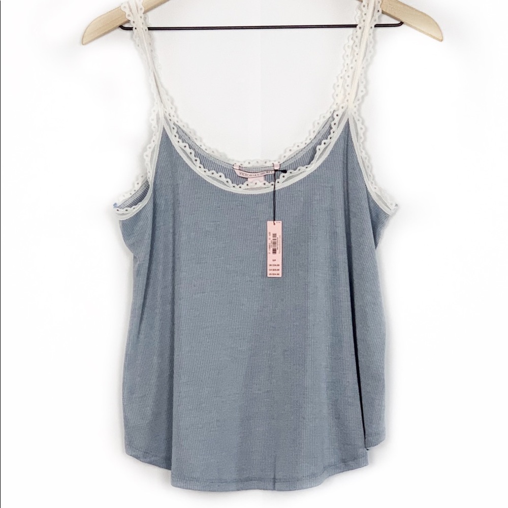 Victoria’s Secret Ribbed PJ Top with Lace Straps